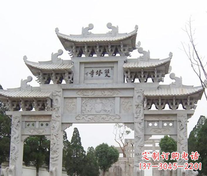 贵阳寺庙三门牌坊石雕 (2)