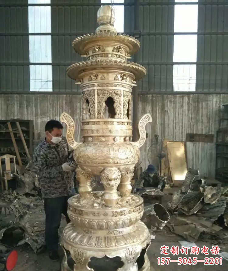 贵阳寺庙香炉铜雕 (5)