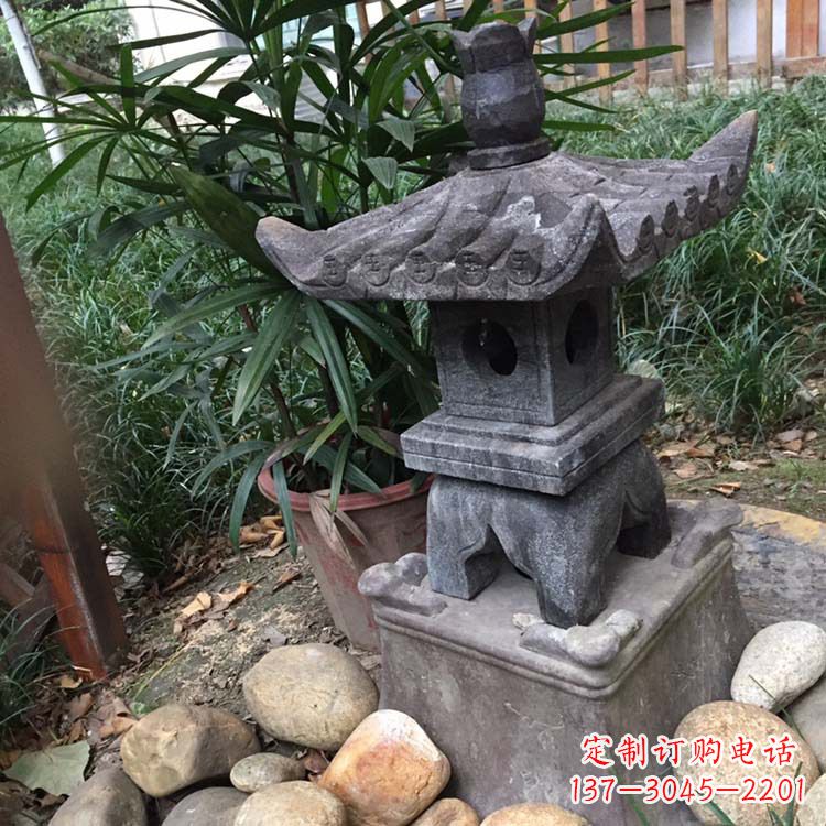贵阳寺庙园林青石做旧仿古石灯