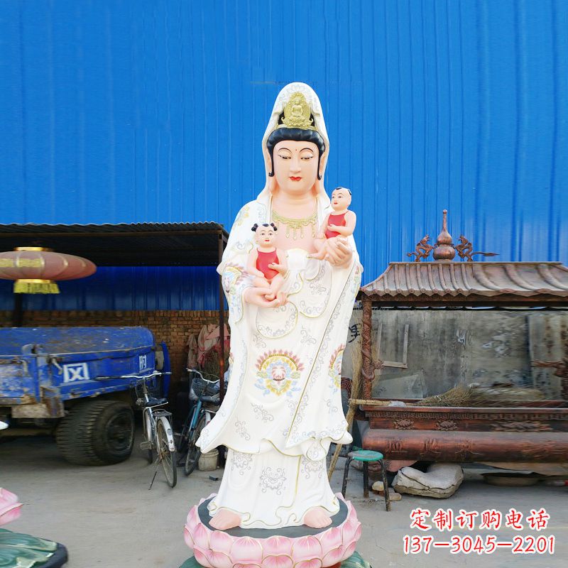 贵阳送子观音彩绘玻璃钢雕塑