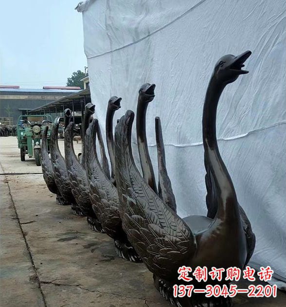 贵阳天鹅喷泉铜雕,园林喷泉水景流水组件