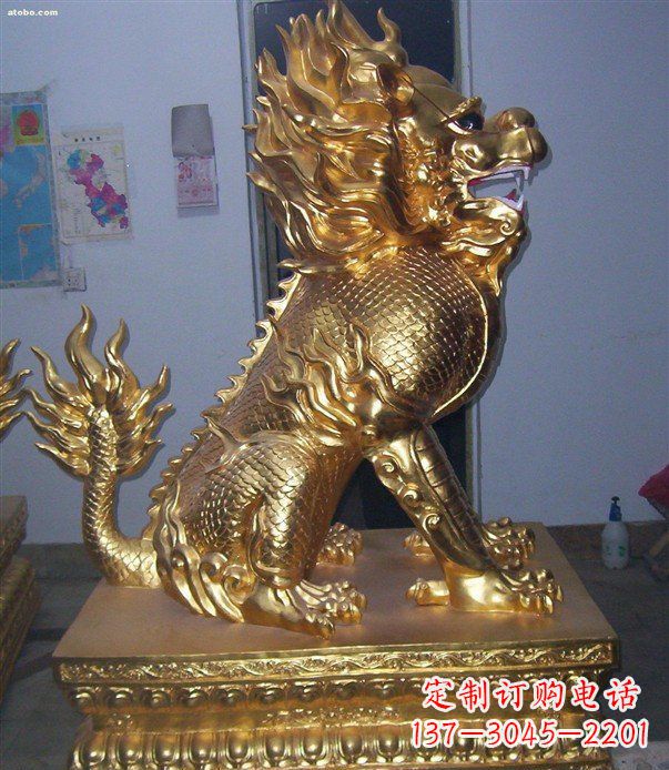 贵阳贴金麒麟招财神兽铜雕