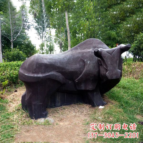贵阳铜雕抽象牛-公园草坪水牛雕塑