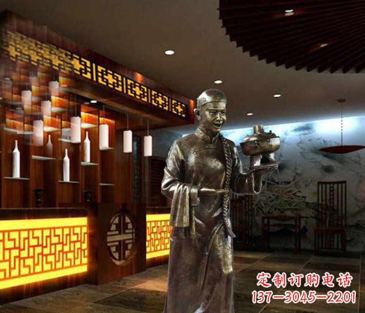 贵阳铜雕店小二小品人物雕塑
