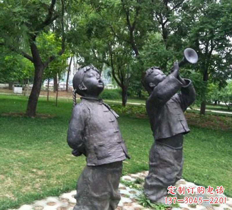贵阳铜雕儿童吹唢呐
