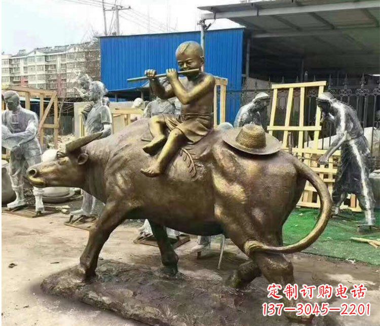 贵阳铜雕户外牧童骑牛雕塑摆件