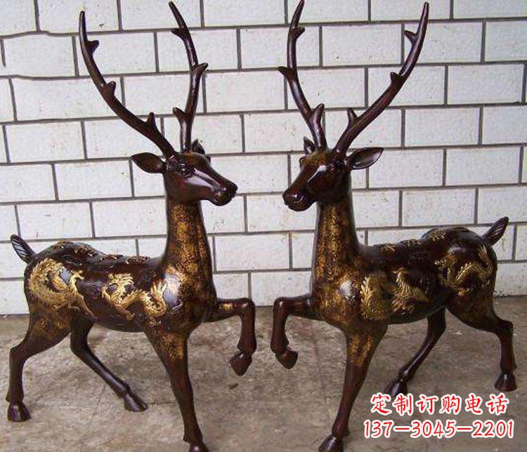 贵阳铜雕吉祥复古梅花鹿雕塑摆件