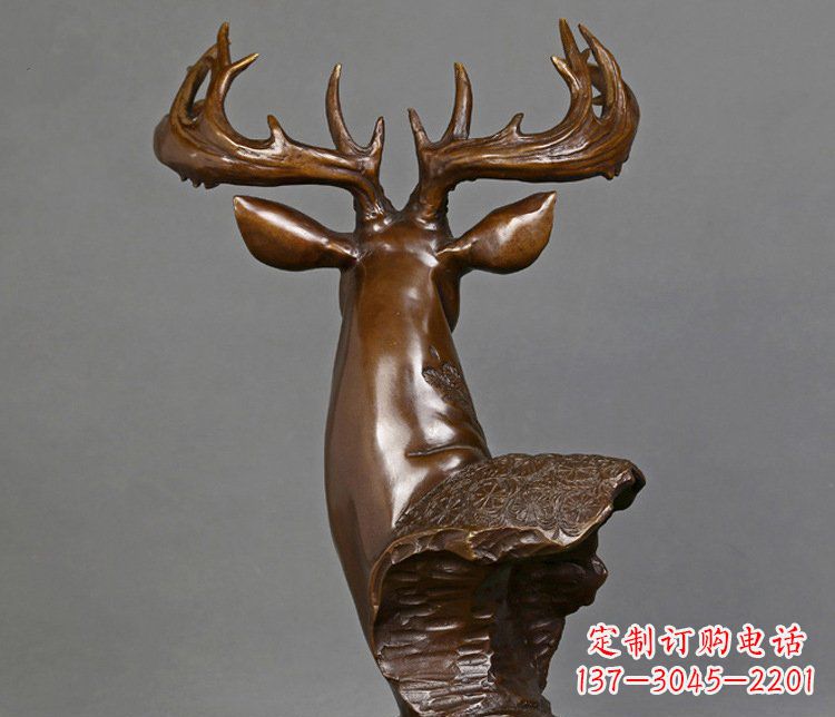 贵阳铜雕吉祥招财鹿头雕塑摆件