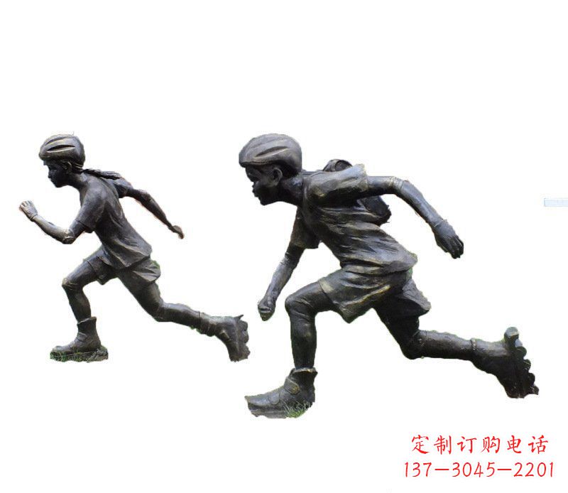 贵阳铜雕民俗溜冰儿童摆件