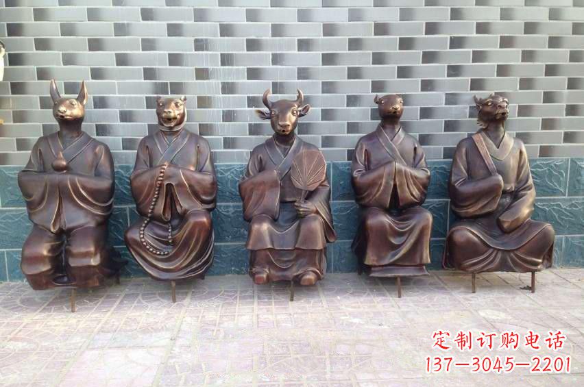 贵阳铜雕兽首人身十二生肖雕塑