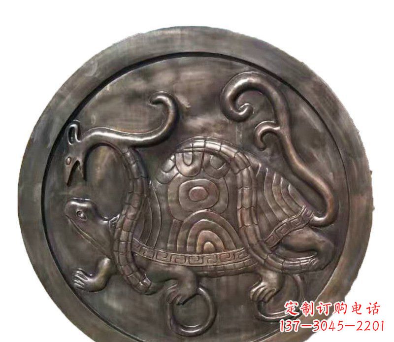 贵阳铜雕乌龟与蛇壁画摆件