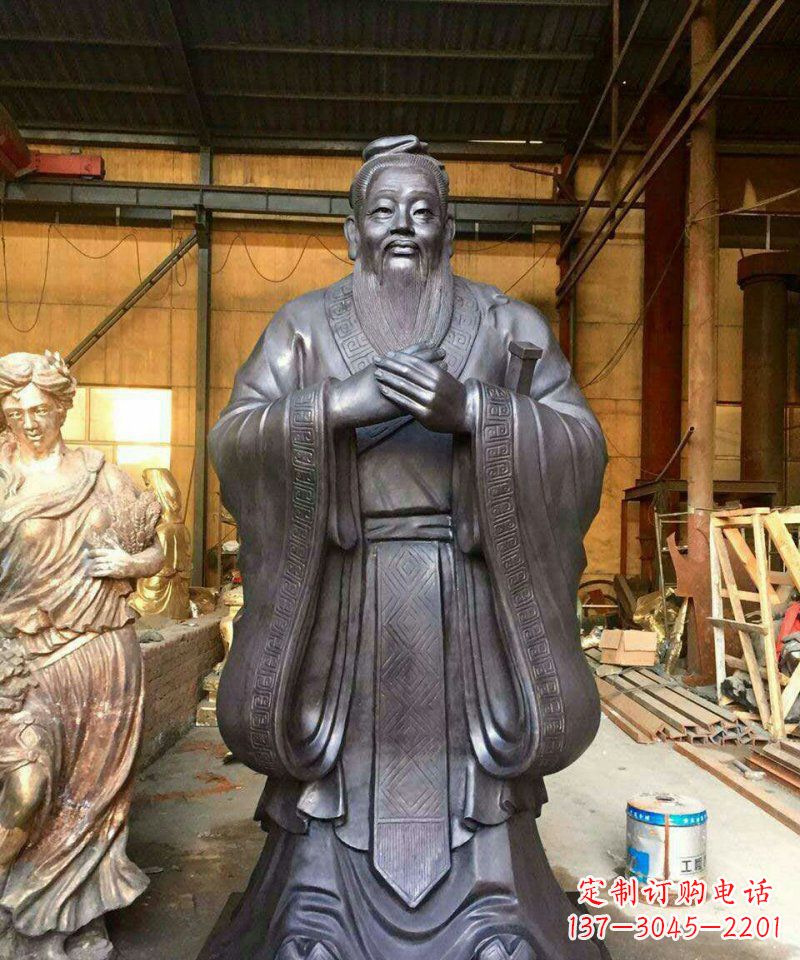 贵阳铜雕校园孔子人像雕塑