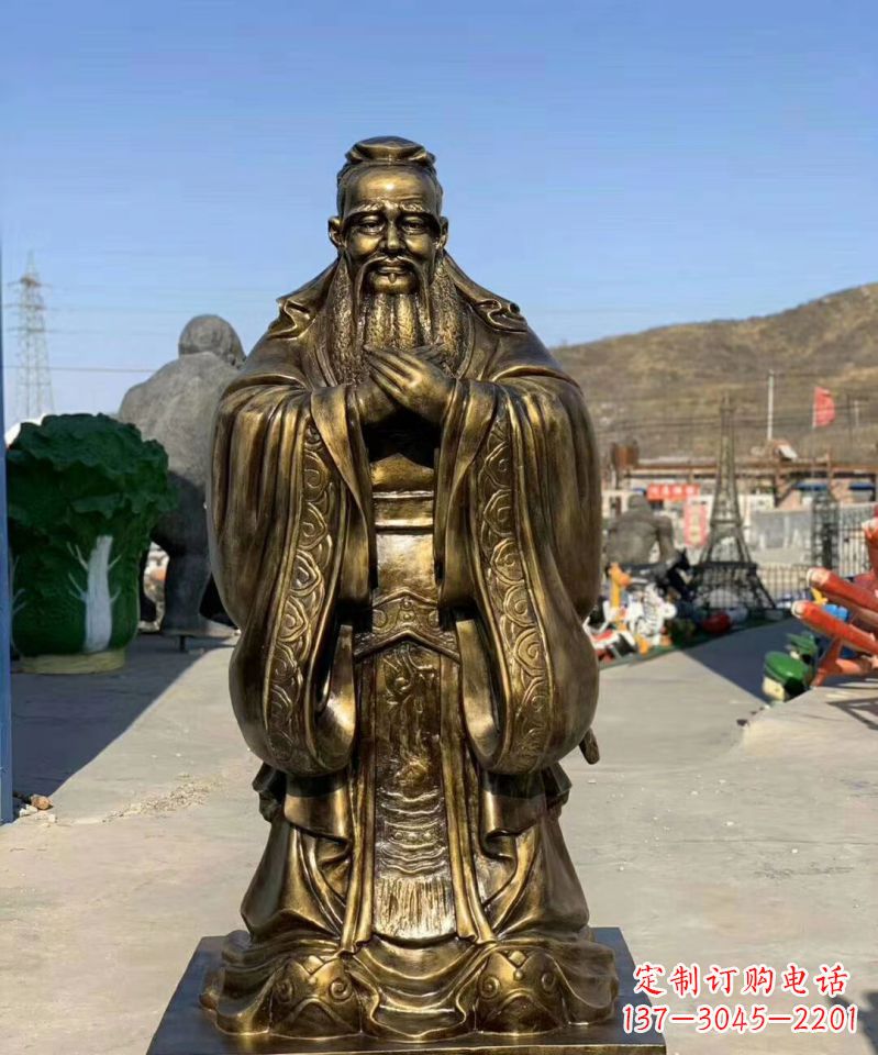 贵阳铜雕学校孔子人物雕塑