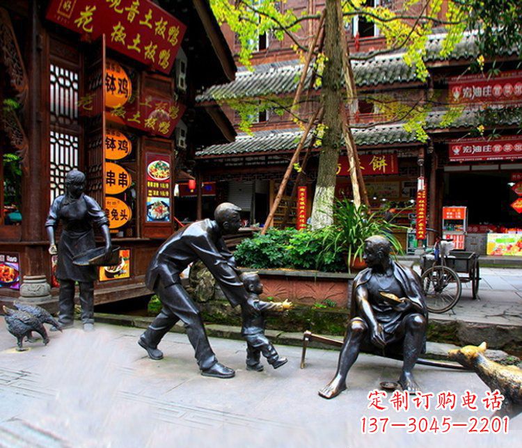 贵阳铜雕学走路儿童街道人物雕塑