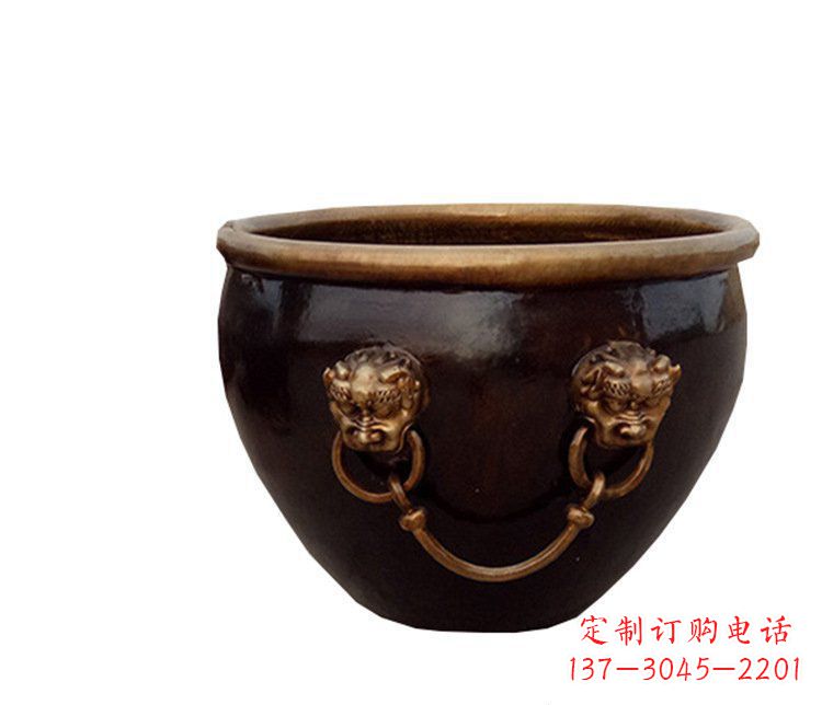 贵阳铜雕圆形荷花水缸雕塑 (4)