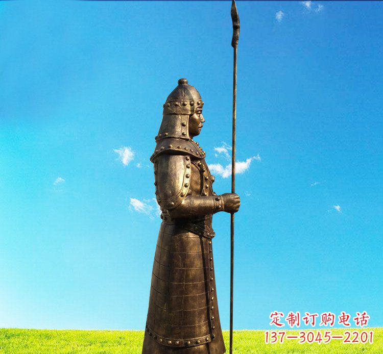 贵阳铜雕战士站岗古代人物雕塑