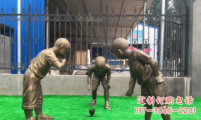 贵阳玩陀螺儿童铜雕