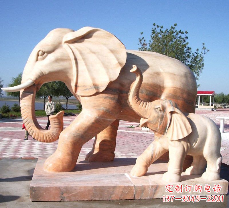 贵阳晚霞红大象石雕 (2)