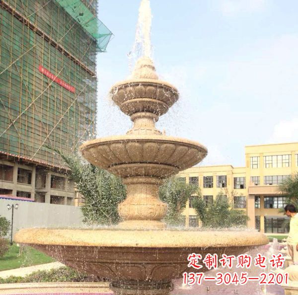 贵阳晚霞红大型多层喷泉石雕
