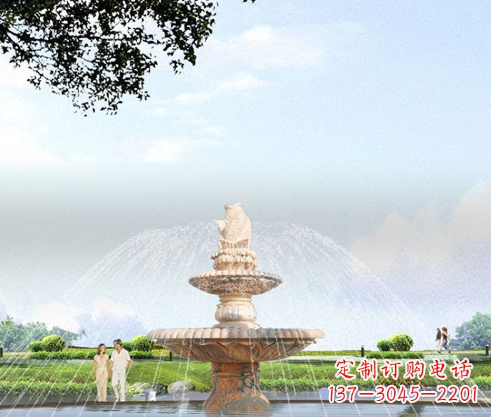 贵阳晚霞红多层大型石雕喷泉 (4)
