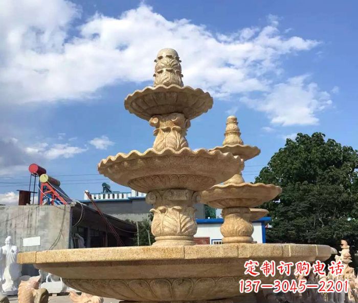 贵阳晚霞红多层喷泉石雕