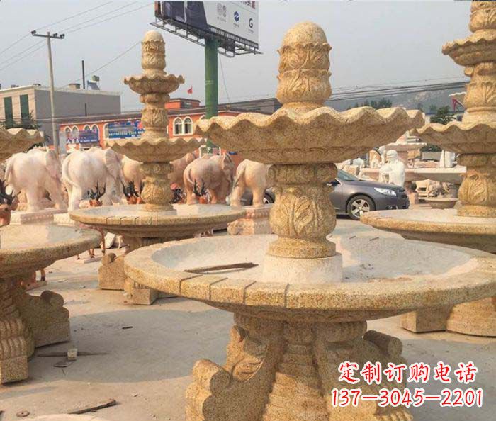 贵阳晚霞红多层大型石雕喷泉