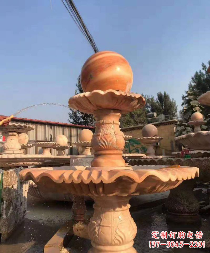 贵阳晚霞红风水球雕塑别墅庭院景观雕塑