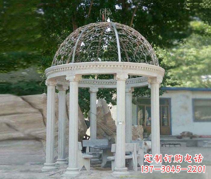 贵阳晚霞红欧式圆顶石雕凉亭