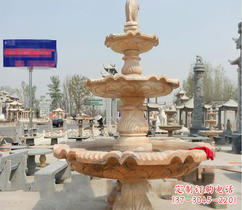 贵阳晚霞红喷泉喷水盆石雕