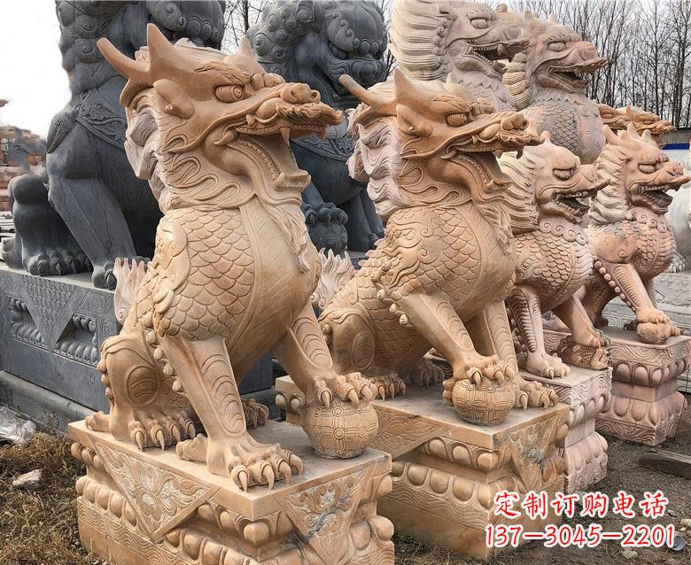 贵阳晚霞红麒麟石雕 (2)