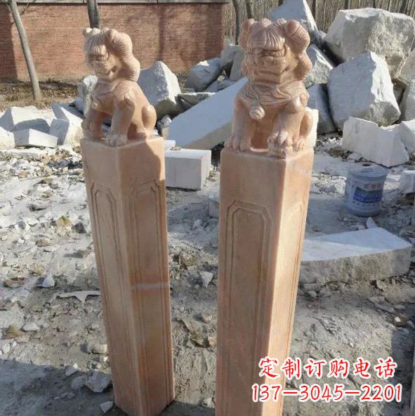贵阳晚霞红狮子拴马桩