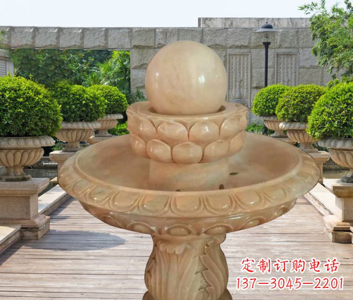 贵阳晚霞红双层风水球公园喷泉石雕 (2)