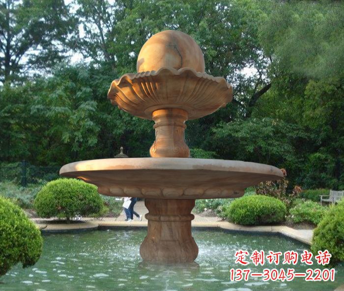 贵阳晚霞红双层风水球喷泉公园石雕