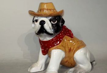 贵阳任性可爱的牛仔造型斗牛犬雕塑