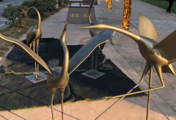 贵阳上海不锈钢动物鹤雕塑，精美绝伦