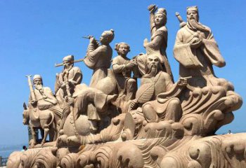 贵阳神话传说“八仙过海”人物群景观石雕
