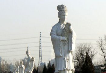 贵阳十二花神汉白玉古风美女石雕像
