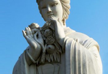 贵阳石榴之美——十二花神之五月石榴李氏汉白玉古代美女雕像