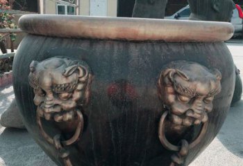贵阳铜雕圆形荷花水缸雕塑 (6)