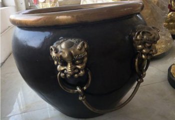 贵阳铜雕圆形荷花水缸雕塑 (5)