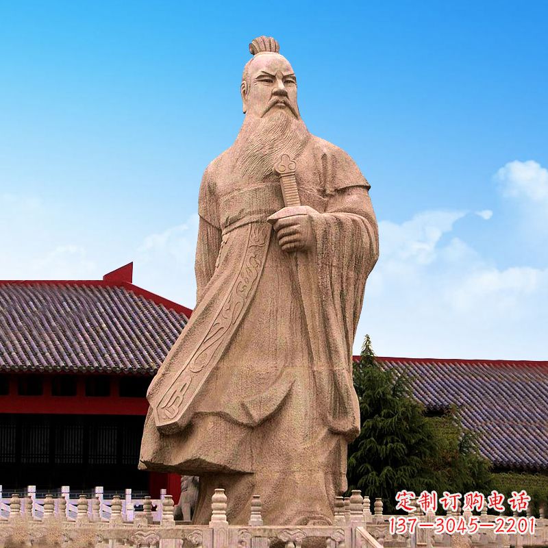 贵阳魏武帝曹操砂岩石雕塑像
