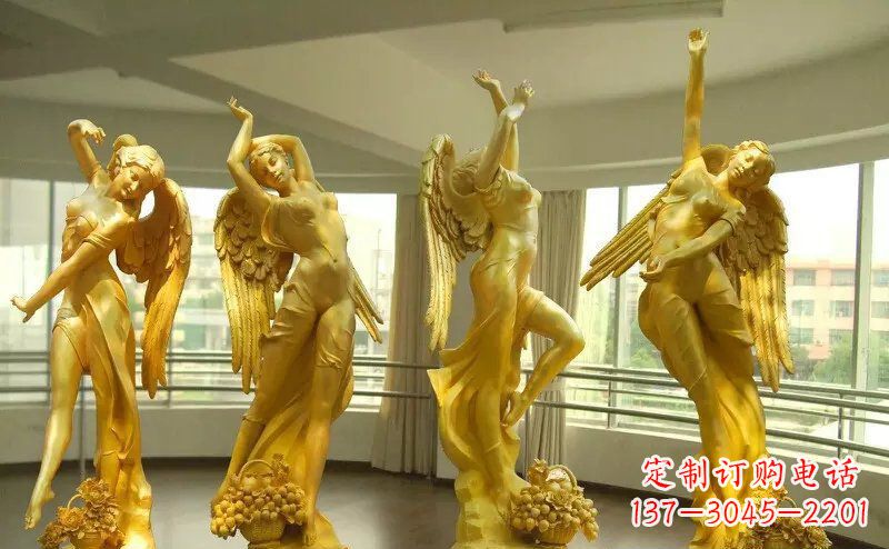 贵阳舞蹈四女神玻璃钢仿铜人物雕塑