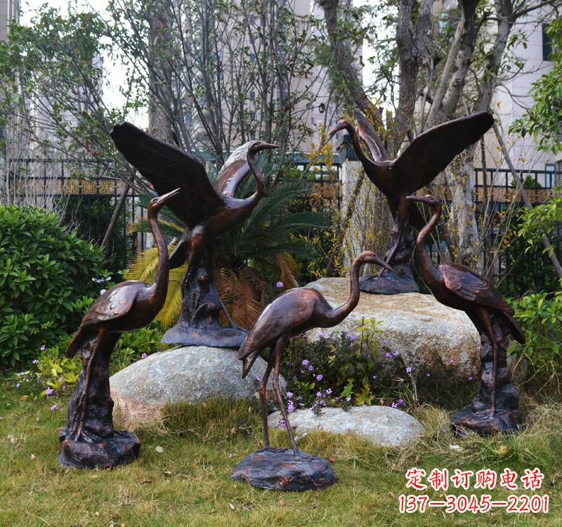 贵阳仙鹤铜雕塑 (2)