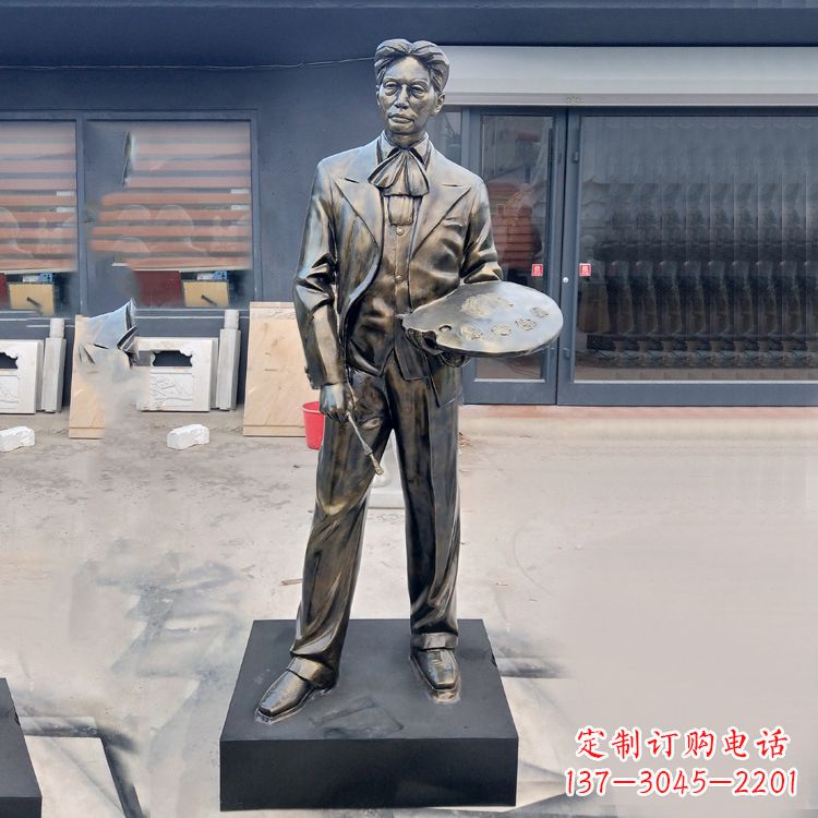 贵阳现代画家徐悲鸿雕塑-玻璃钢仿铜名人雕像