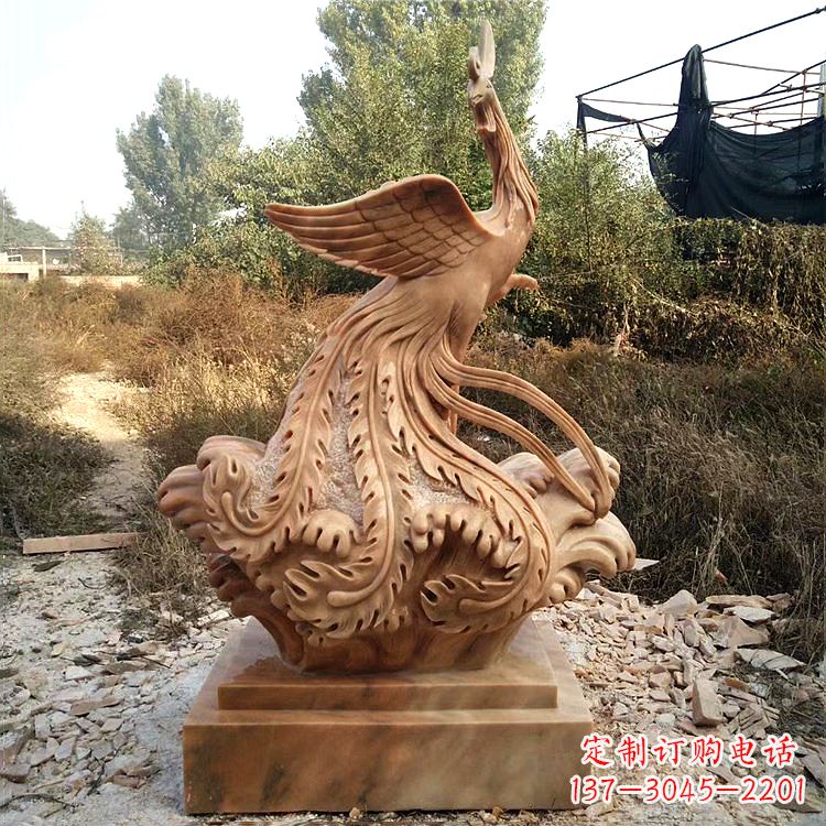 贵阳祥瑞凤凰晚霞红石雕