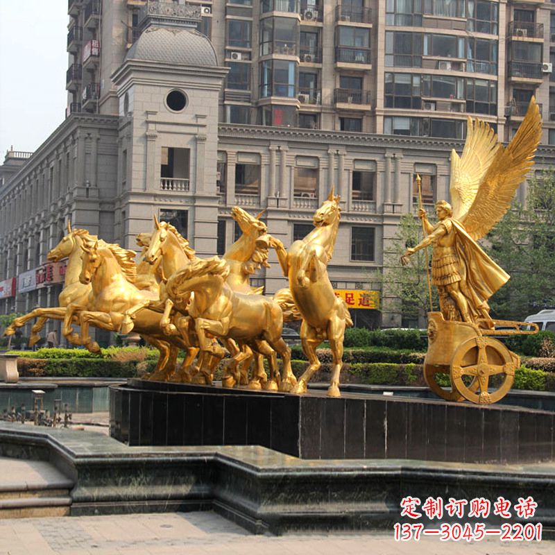 贵阳小区大门阿波罗战车鎏金景观铜雕