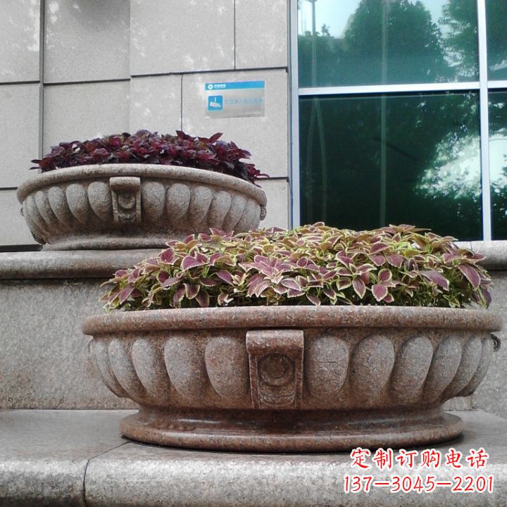 贵阳小区花岗岩石雕花盆