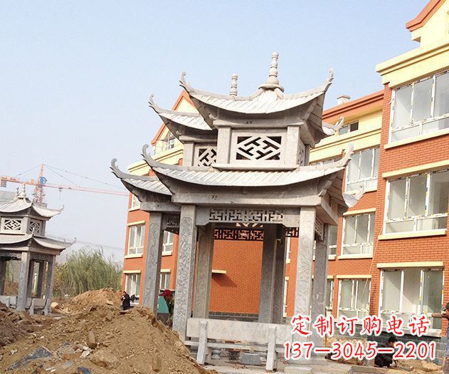 贵阳小区景观大理石凉亭石雕