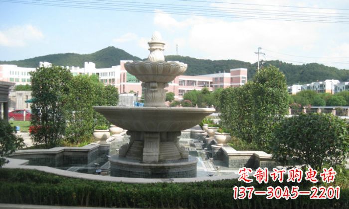 贵阳小区景观大理石喷泉石雕 (2)