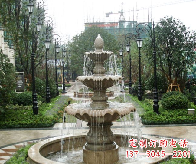 贵阳小区景观大理石喷泉石雕 (4)